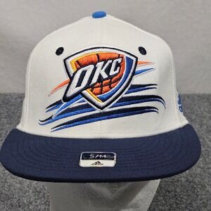 Oklahoma City Thunder Hat Y2K S/M Adidas Cap White Blue Teamgear Fan Gear